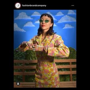 Fashion Brand Company Psychedelic Floral Skirt and Blazer